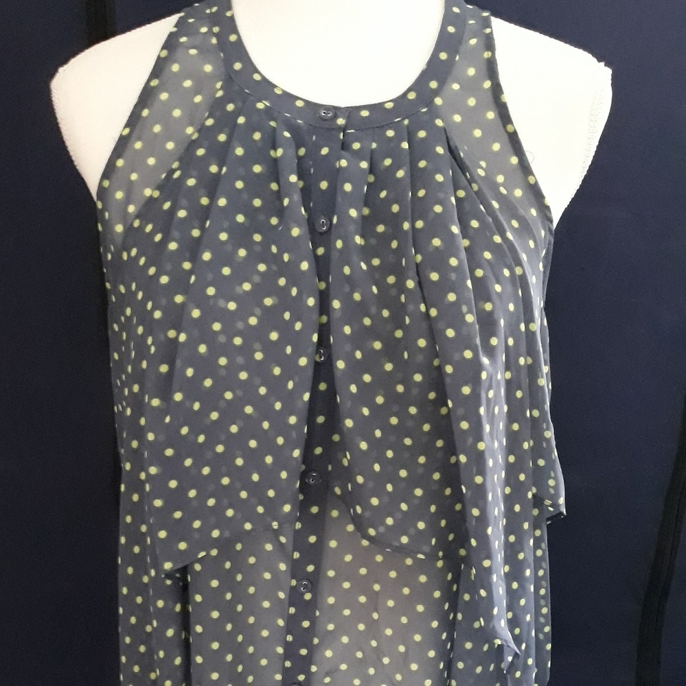 Vera Wang polka Junior's button down blouse NEW WITH TAGS